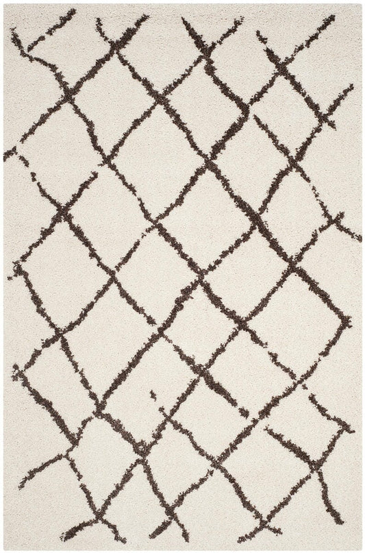 Safavieh Berber Shag Ber162A Creme / Brown Geometric Area Rug