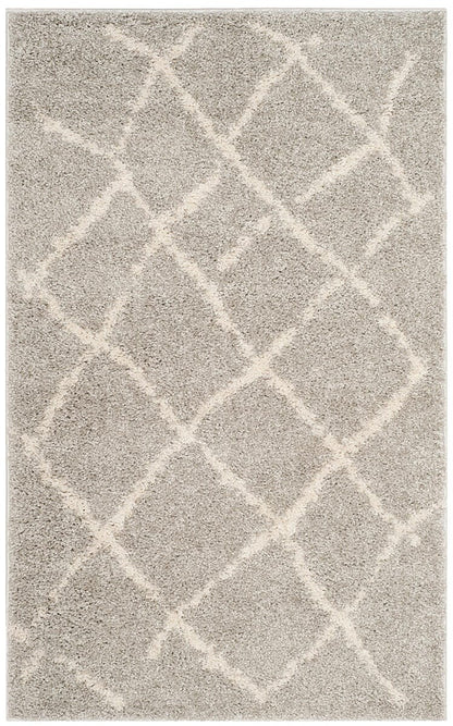 Safavieh Berber Shag Ber162B Light Grey / Cream Geometric Area Rug