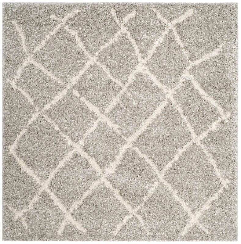 Safavieh Berber Shag Ber162B Light Grey / Cream Geometric Area Rug