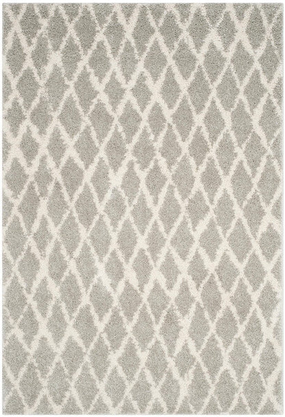 Safavieh Berber Shag Ber163B Light Grey / Cream Geometric Area Rug