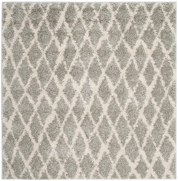 Safavieh Berber Shag Ber163B Light Grey / Cream Geometric Area Rug