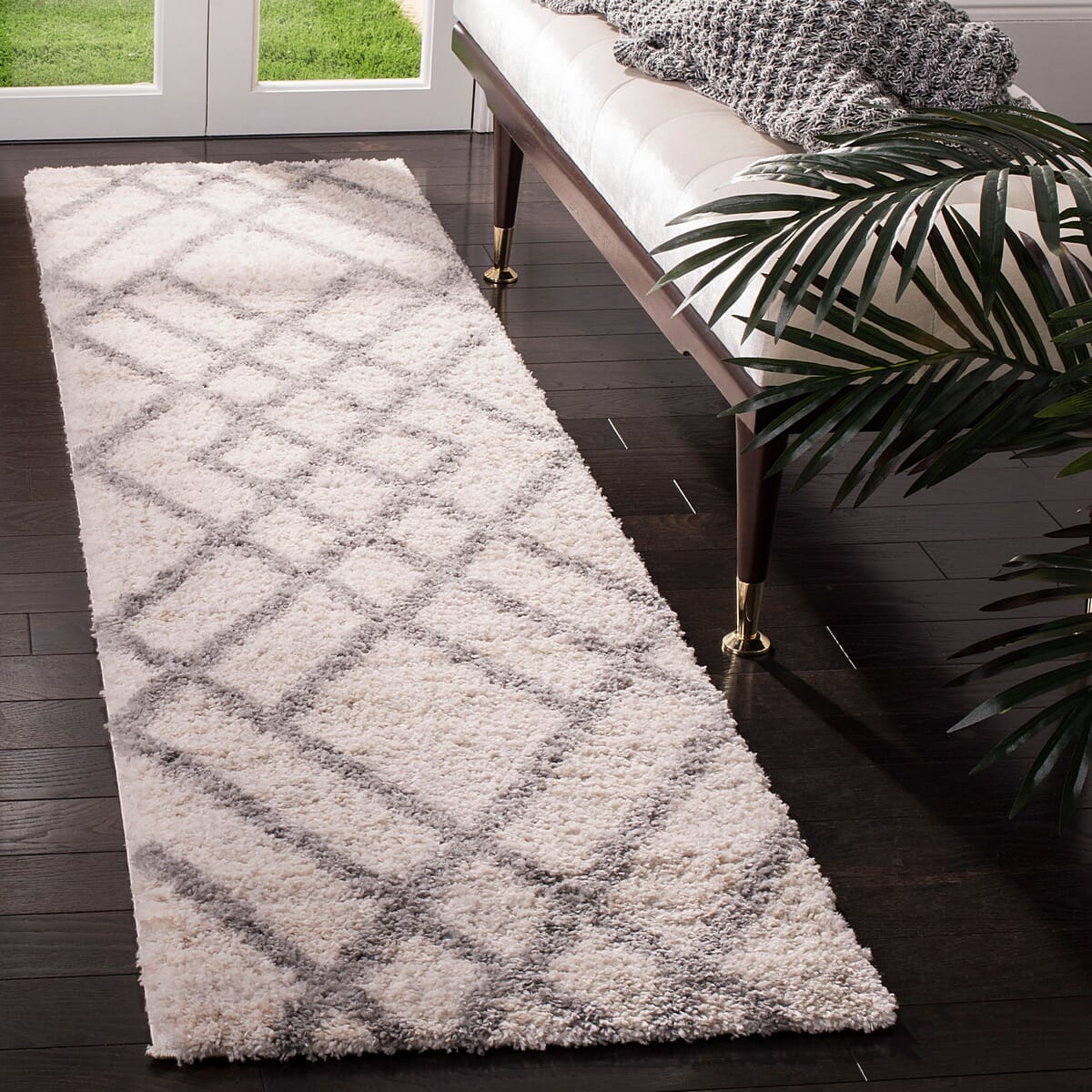 Safavieh Berber Shag Ber214A Cream / Grey Moroccan Area Rug