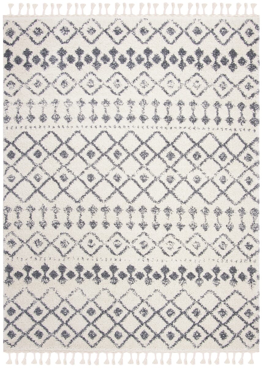 Safavieh Berber Fringe Shag Bfg516A Cream / Dark Grey Moroccan Area Rug