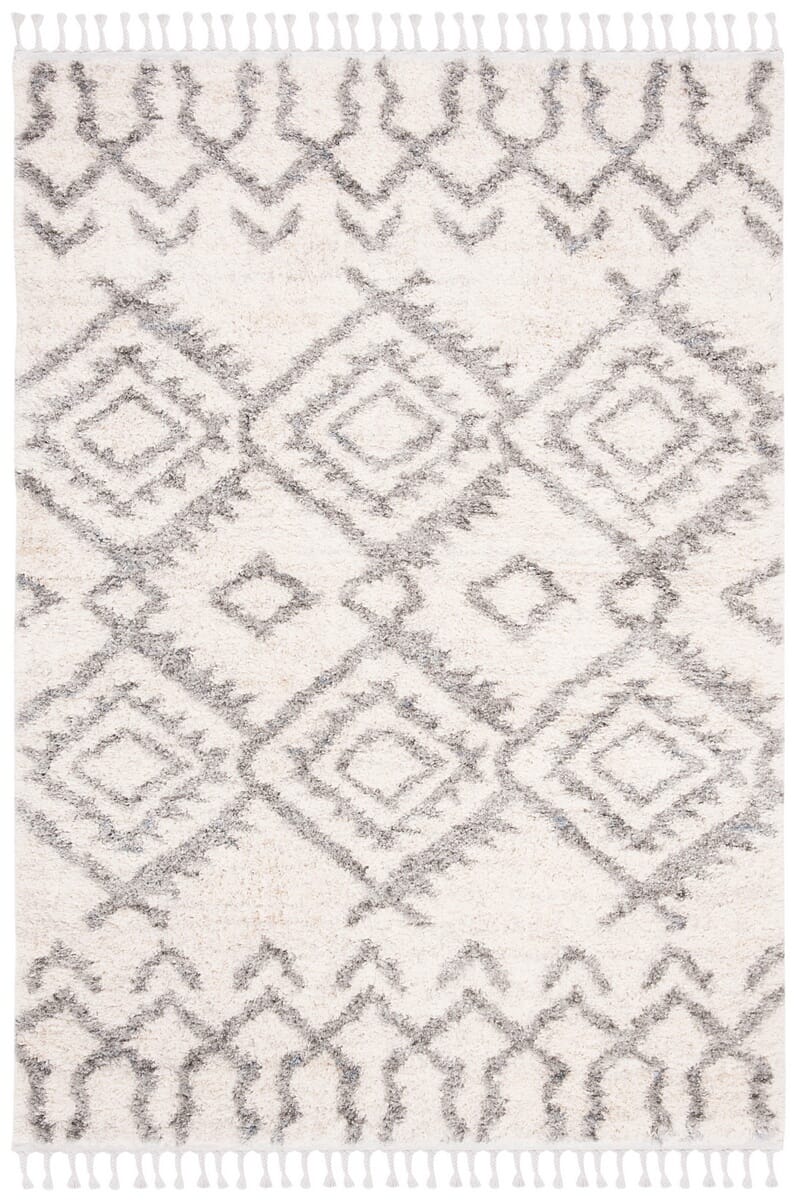 Safavieh Berber Fringe Shag Bfg611A Cream / Grey Moroccan Area Rug