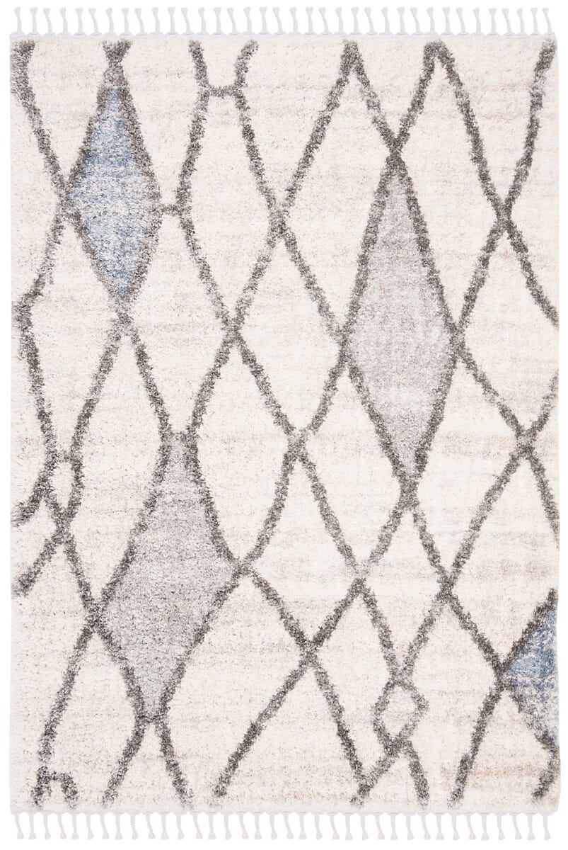 Safavieh Berber Fringe Shag Bfg628A Cream / Blue Moroccan Area Rug