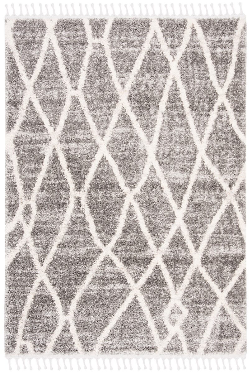 Safavieh Berber Fringe Shag Bfg628F Grey / Cream Moroccan Area Rug