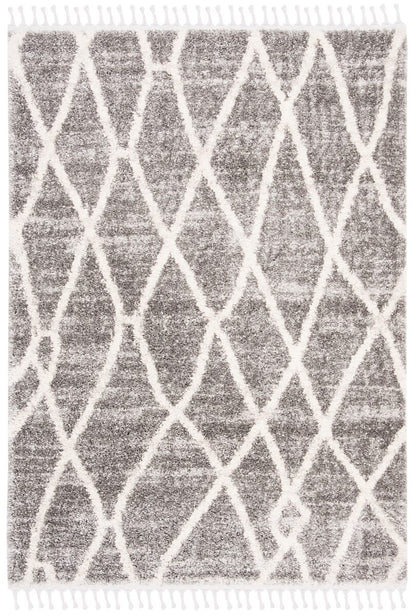 Safavieh Berber Fringe Shag Bfg628F Grey / Cream Moroccan Area Rug