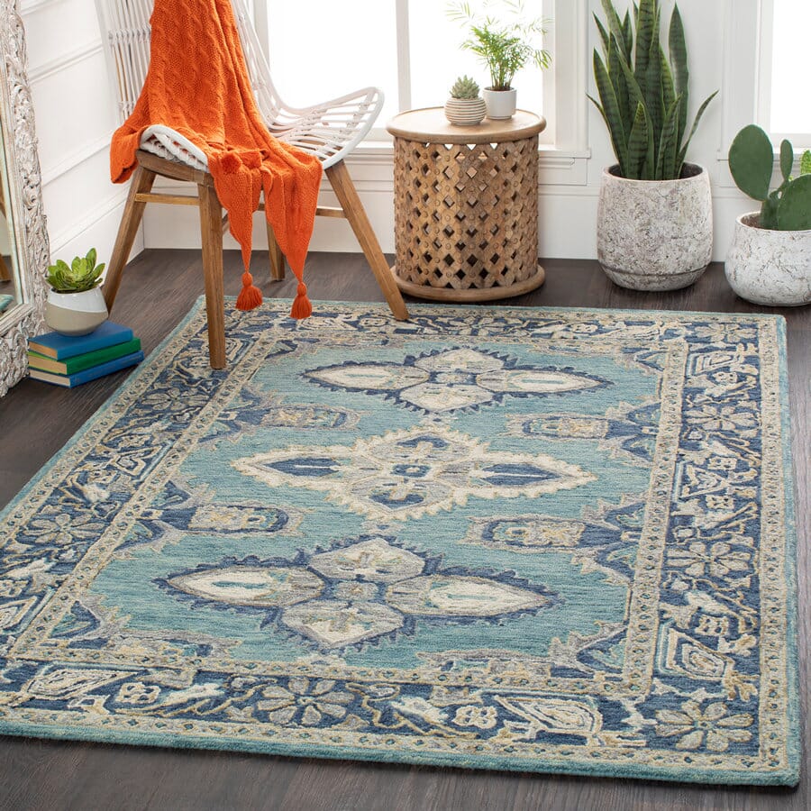 Surya Bonifate Bft-1000 Aqua, Denim, Cream, Beige, Olive Area Rug