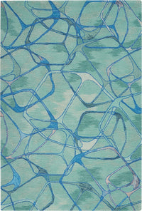 Nourison Symmetry Smm05 Aqua Blue Geometric Area Rug