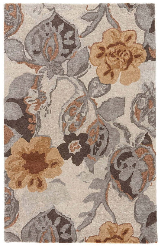 Jaipur Blue Petal Pusher Bl65 White / Nickel Floral / Country Area Rug