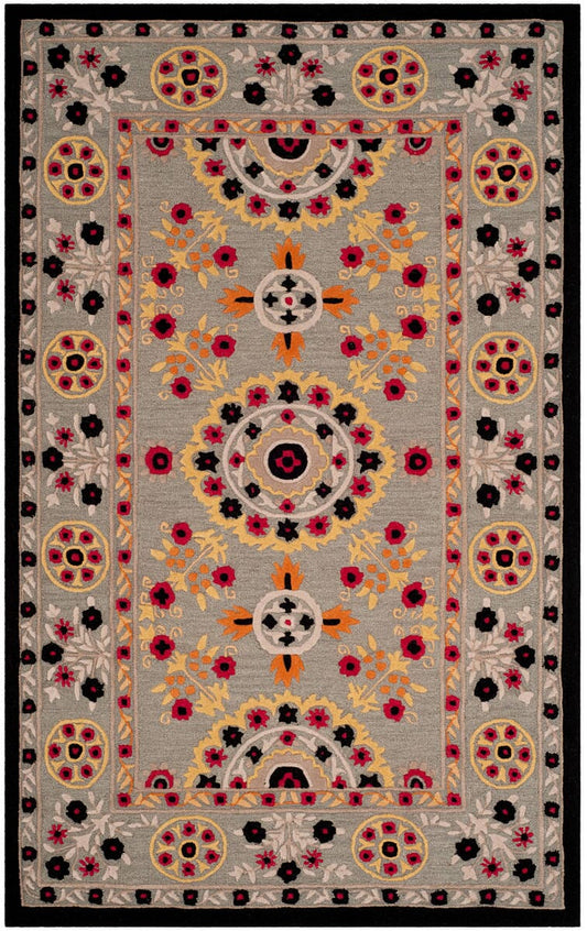 Safavieh Bellagio Blg628A Light Grey / Black Damask Area Rug