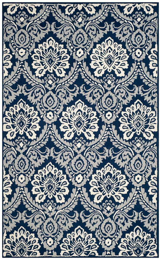 Safavieh Blossom Blm106B Navy / Ivory Damask Area Rug