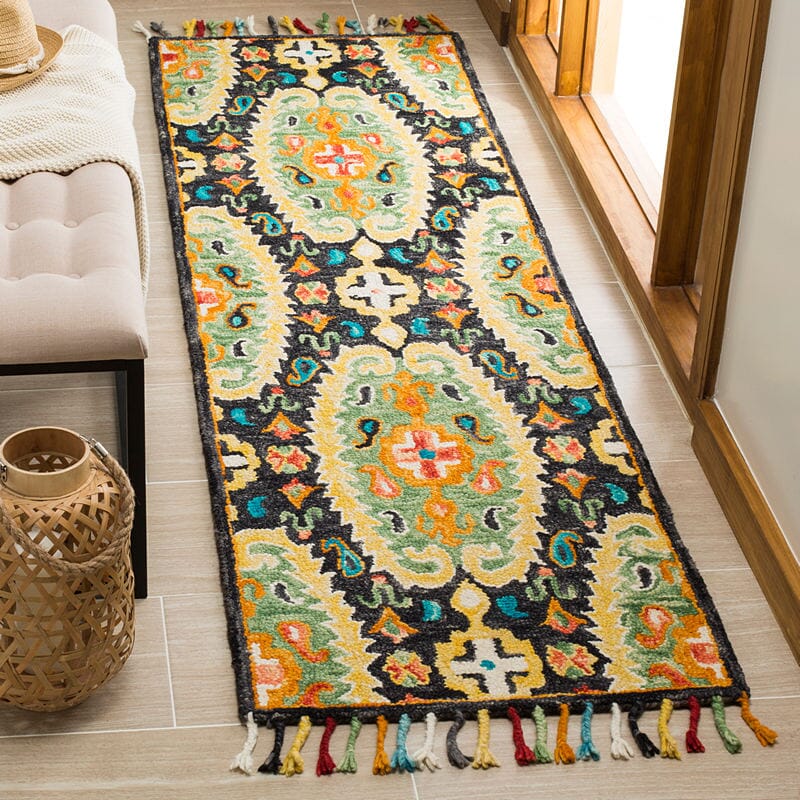 Safavieh Blossom Blm454A Charcoal / Gold Damask Area Rug
