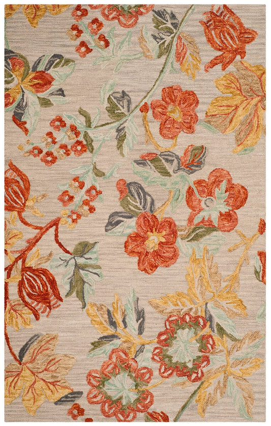 Safavieh Blossom Blm458F Grey / Red Floral / Country Area Rug
