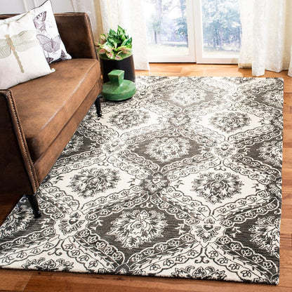 Safavieh Blossom Blm601H Charcoal / Ivory Damask Area Rug