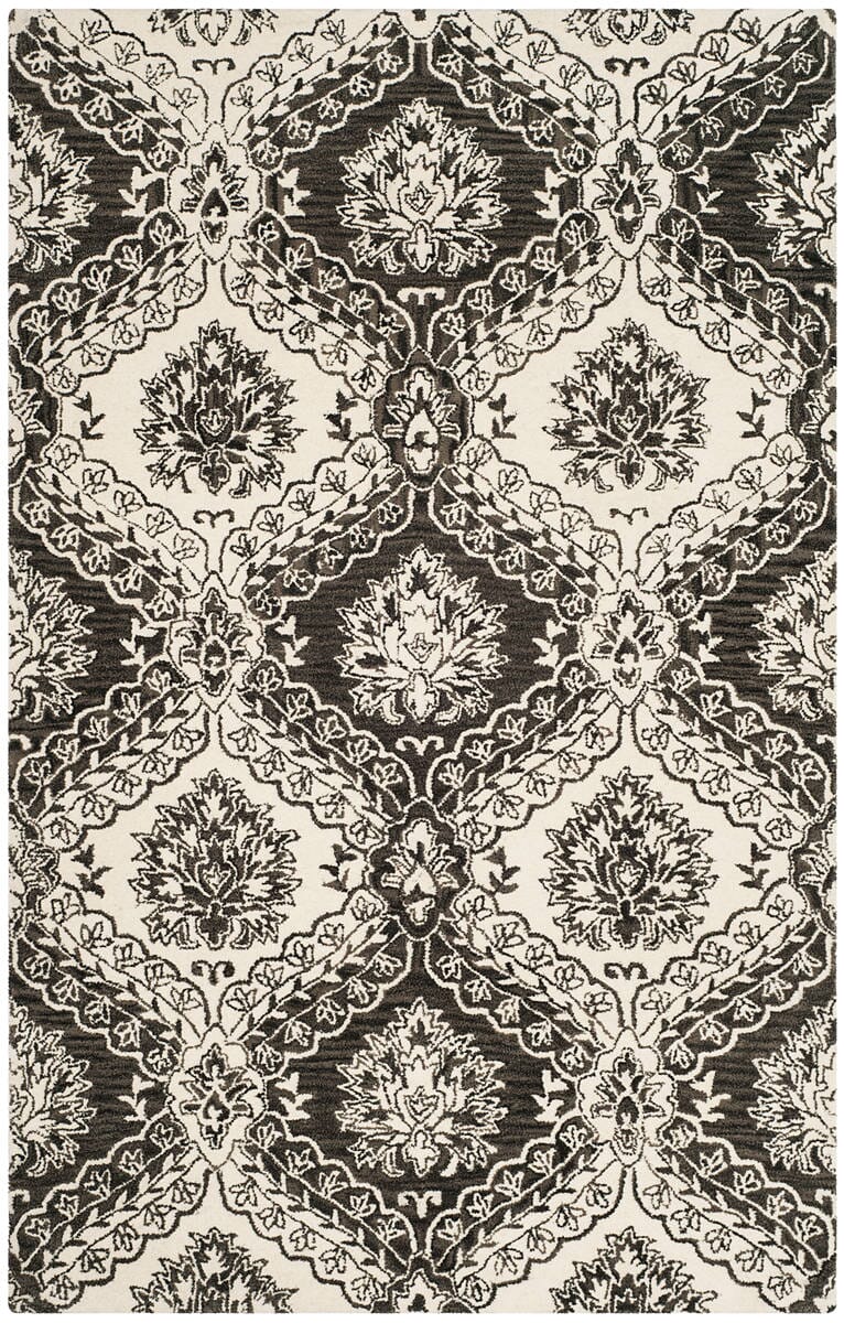 Safavieh Blossom Blm601H Charcoal / Ivory Damask Area Rug