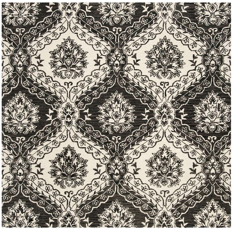 Safavieh Blossom Blm601H Charcoal / Ivory Damask Area Rug