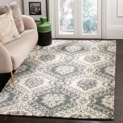 Safavieh Blossom Blm601M Blue / Ivory Damask Area Rug