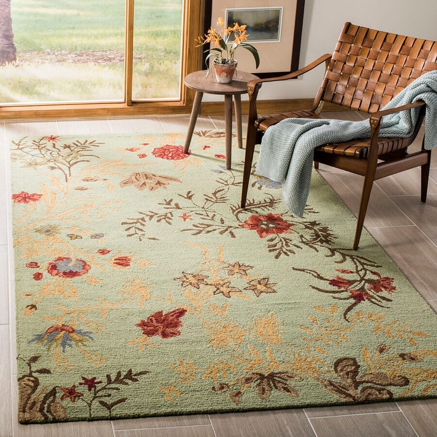 Safavieh Blossom Blm919A Light Green / Multi Floral / Country Area Rug