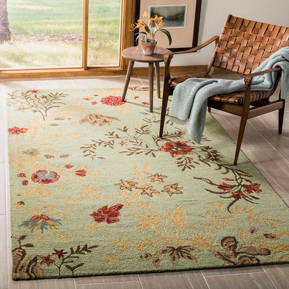 Safavieh Blossom Blm919A Light Green / Multi Floral / Country Area Rug