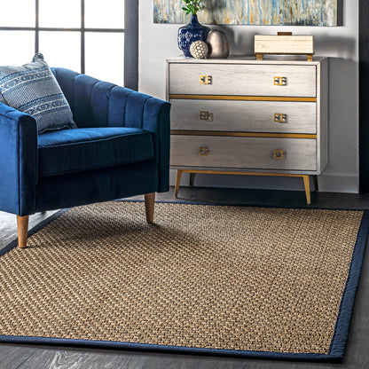 Nuloom Hesse Checker Weave Seagrass Nhe2029E Navy Area Rug