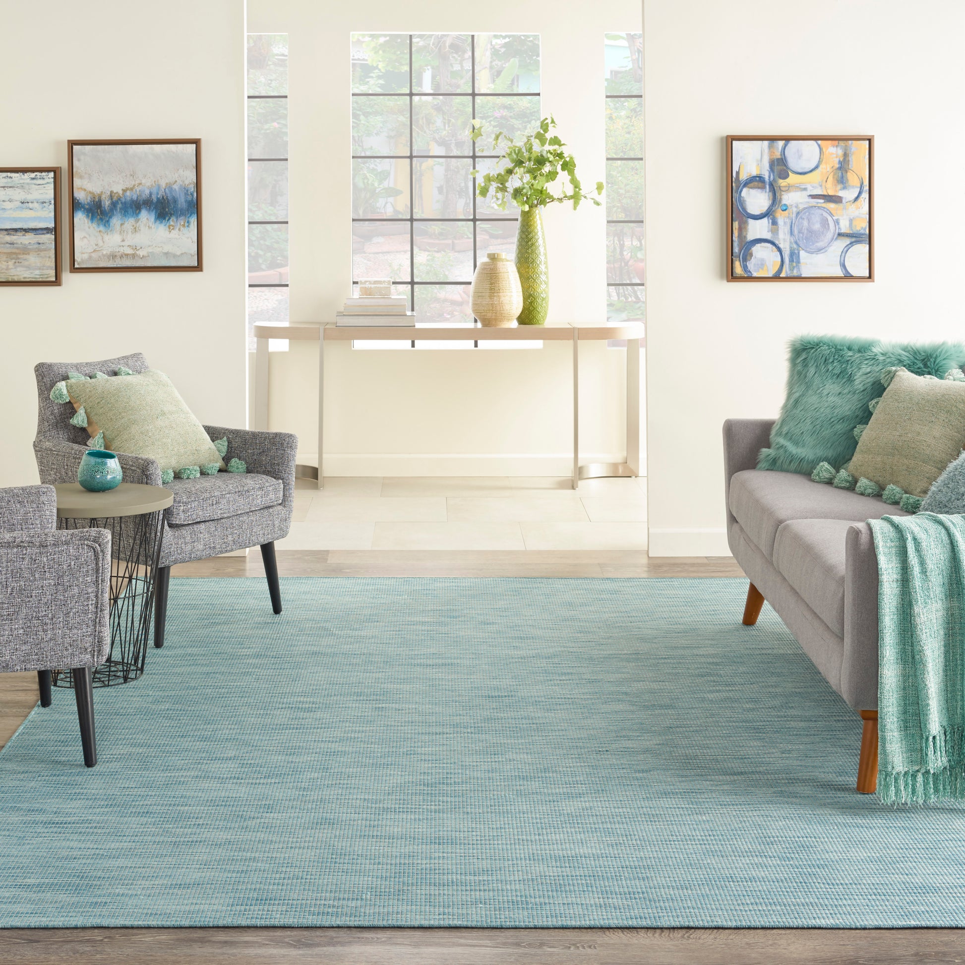 Nourison Positano Pos01 Aqua Area Rug