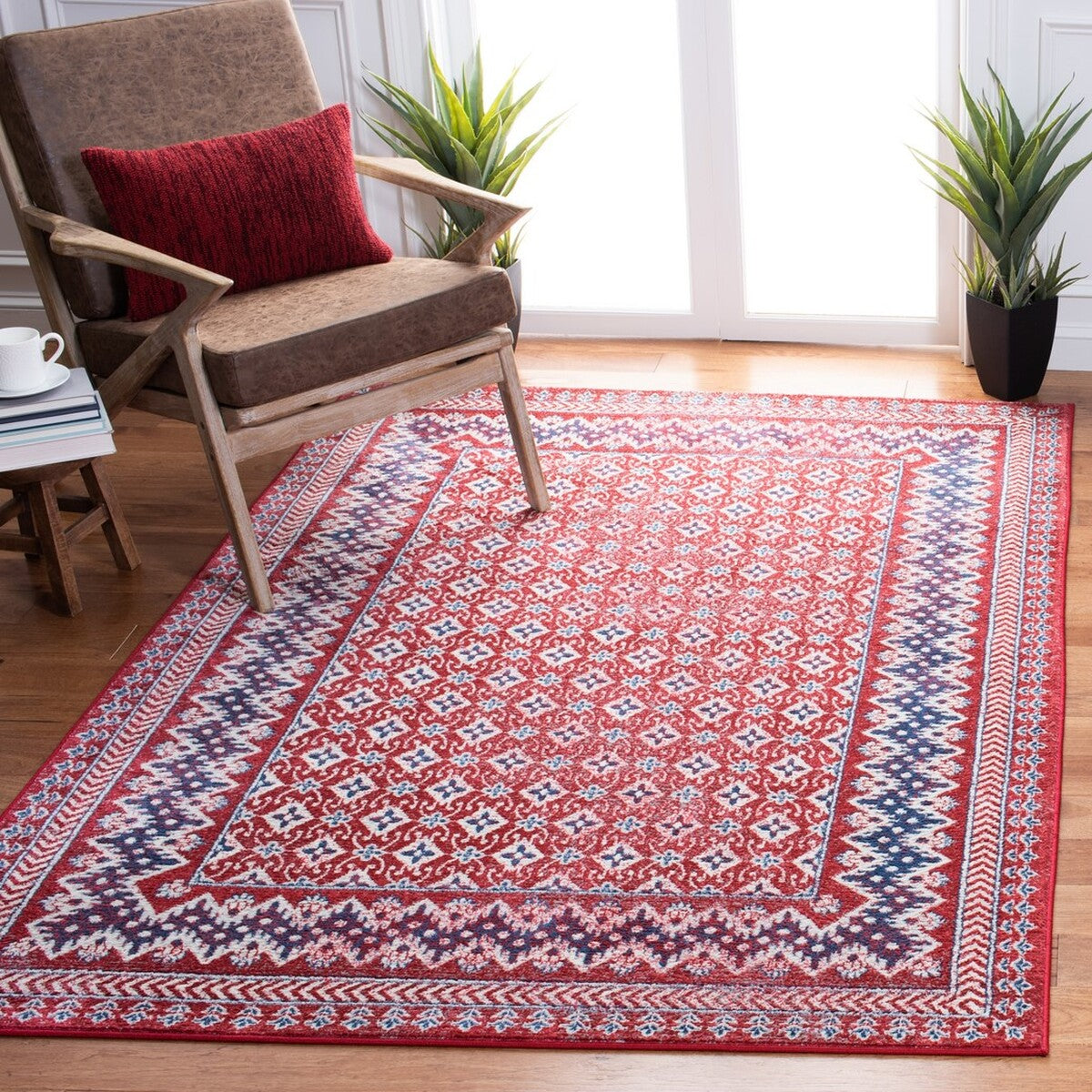 Safavieh Brentwood Bnt899Q Red/Ivory Area Rug