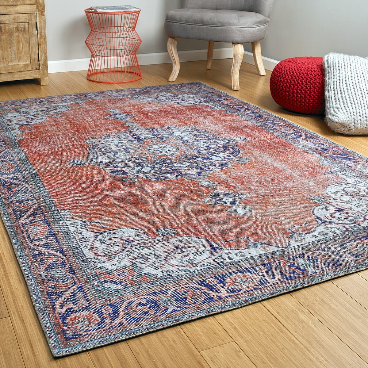 Kaleen Boho Patio Boh11-53 Paprika Vintage / Distressed Area Rug