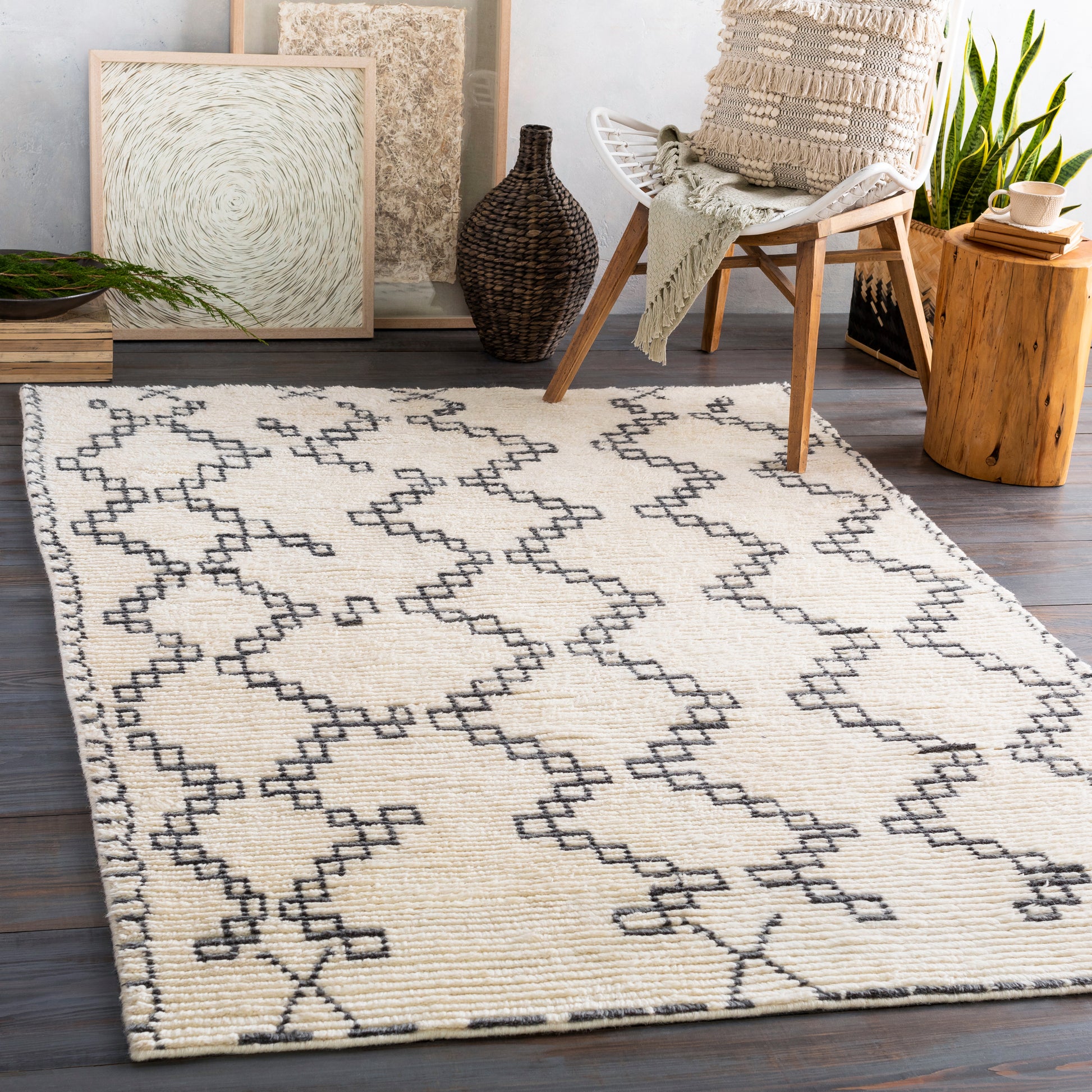 Surya Beni Ourain Bon-2301 Cream, Medium Gray Area Rug