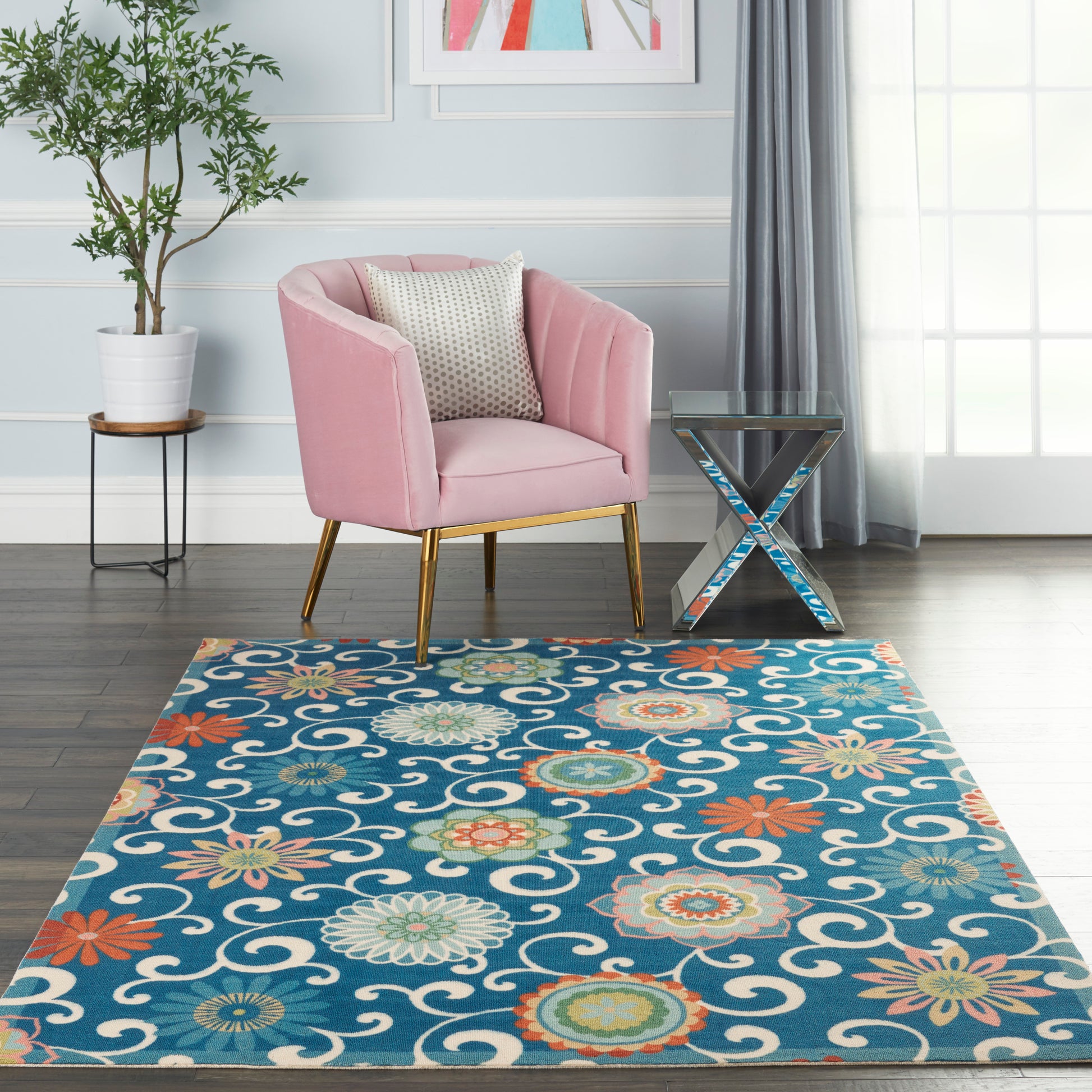 Nourison Sun N Shade Snd84 Blue/Multicolor Area Rug