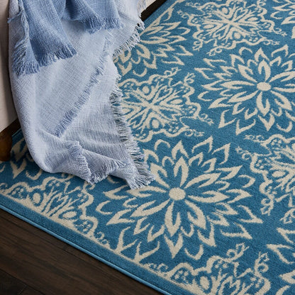 Nourison Jubilant Jub06 Ivory / Blue Damask Area Rug