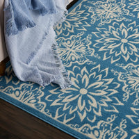 Nourison Jubilant Jub06 Ivory / Blue Damask Area Rug