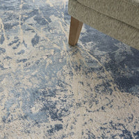 Nourison Silky Textures Sly02 Blue / Cream Organic / Abstract Area Rug