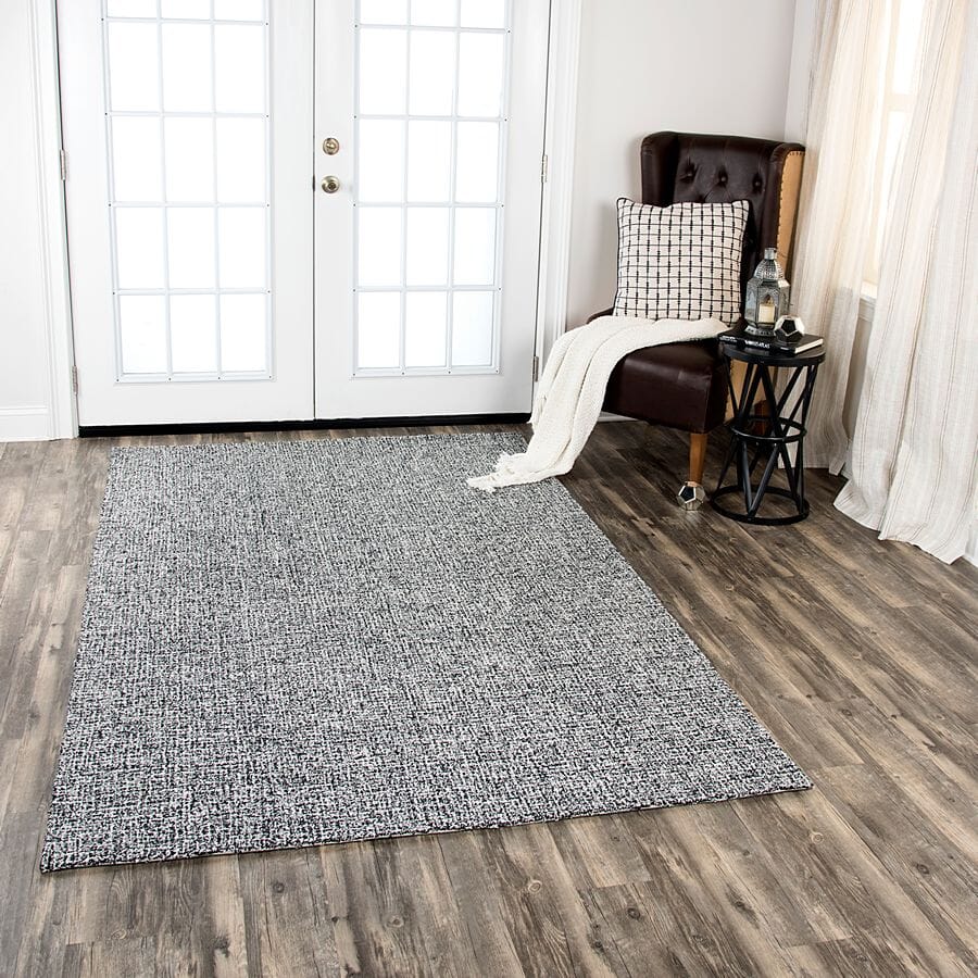 Rizzy Brindleton Br223B Black / White Solid Color Area Rug