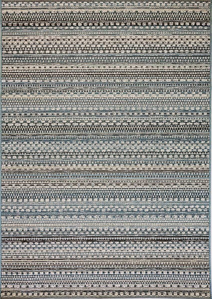 Dynamic Brighton 8570 Beige / Blue Striped Area Rug