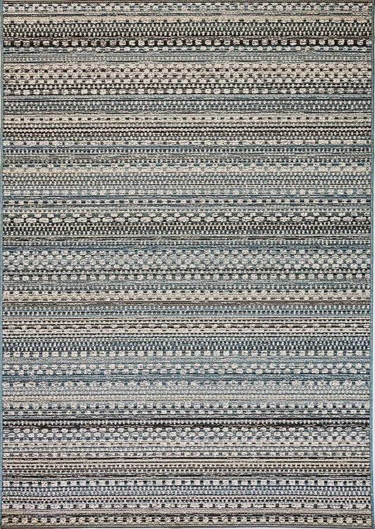 Dynamic Brighton 8570 Beige / Blue Striped Area Rug