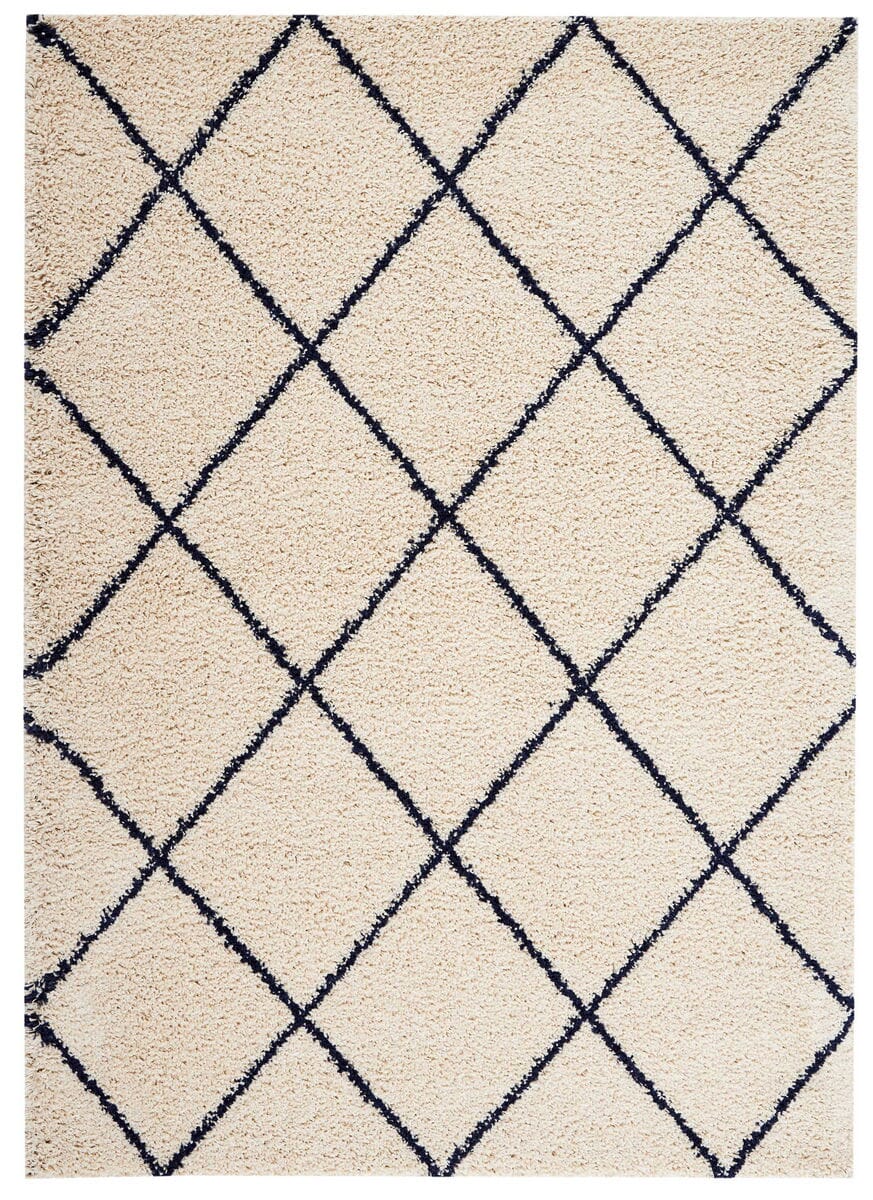 Nourison Brisbane Bri03 Ivory Blue Geometric Area Rug