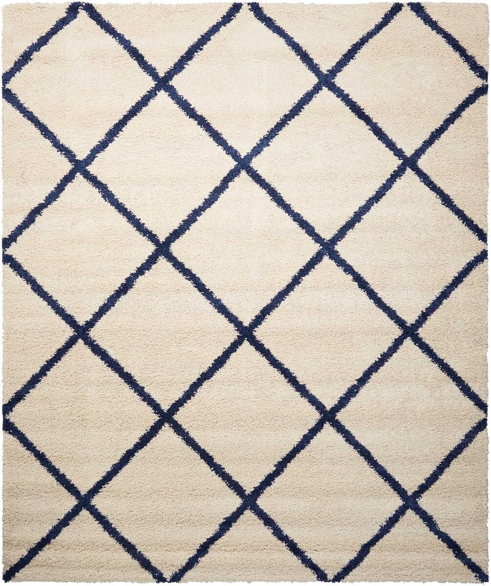 Nourison Brisbane Bri03 Ivory Blue Geometric Area Rug