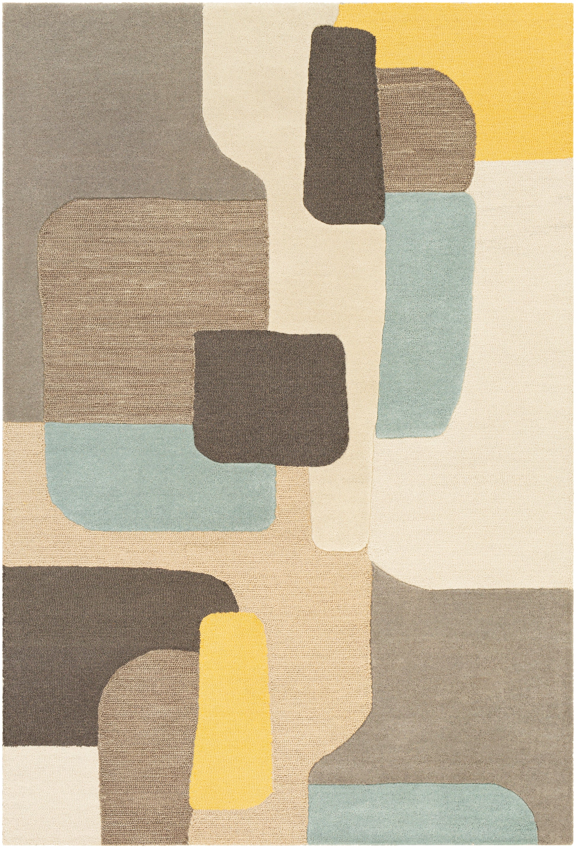 Surya Brooklyn Bro-2300 Bright Yellow, Taupe, Khaki, Charcoal Area Rug