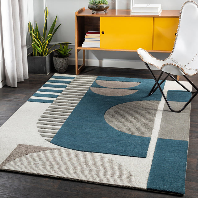 Surya Brooklyn Bro-2303 Teal, Khaki, Charcoal Rugs.