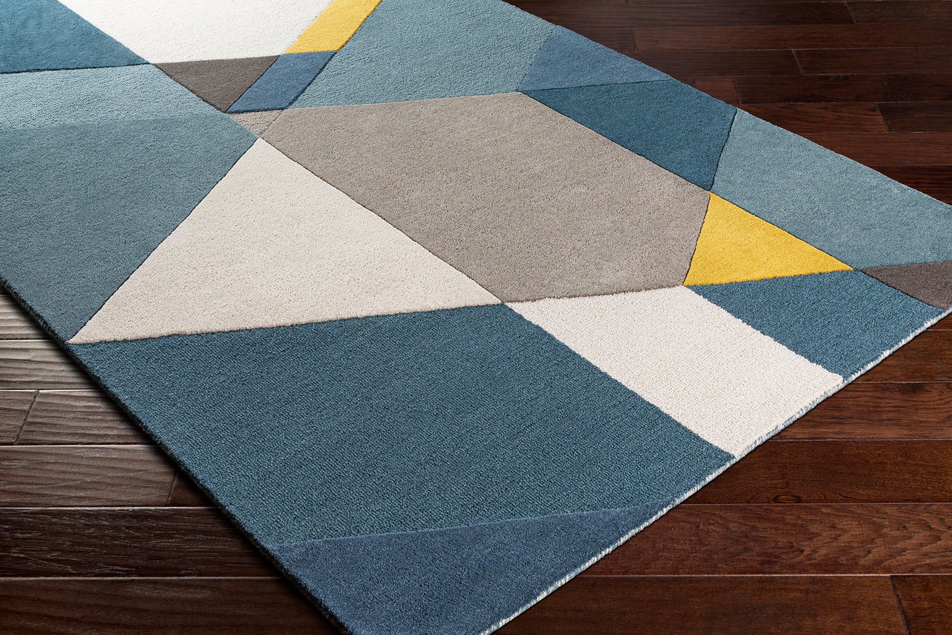 Surya Brooklyn Bro-2306 Bright Yellow, Teal, Khaki, Taupe Area Rug