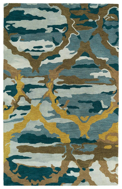 Kaleen Brushstrokes Brs02 Blue (17) Organic / Abstract Area Rug