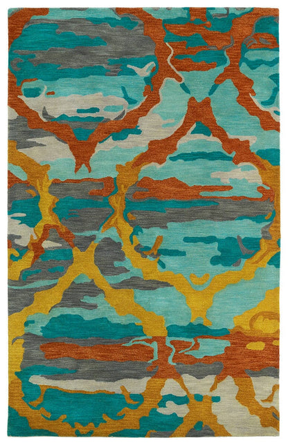 Kaleen Brushstrokes Brs02 Teal (91) Organic / Abstract Area Rug