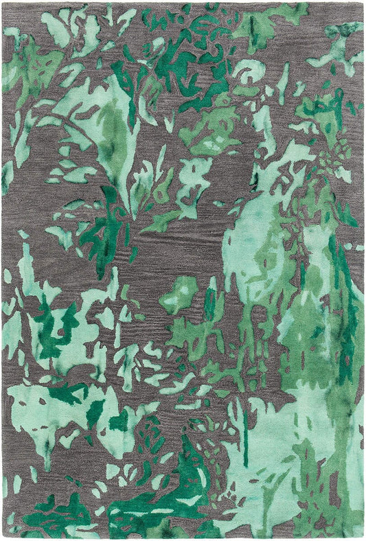 Chandra Brynn Bry42701 Green / Charcoal Organic / Abstract Area Rug