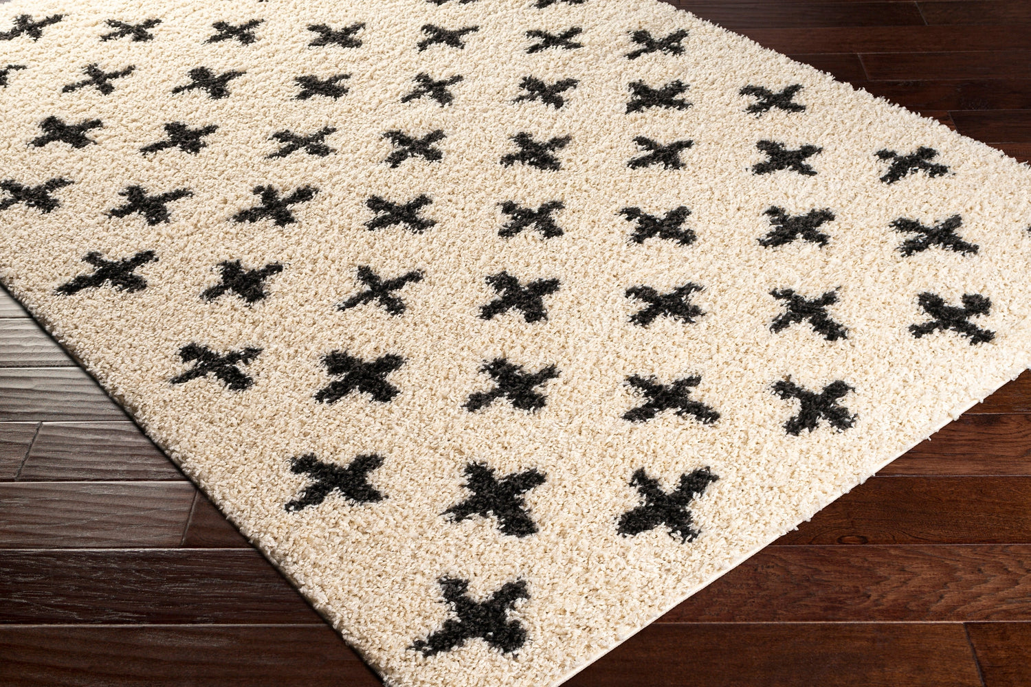 Surya Beni Shag Bsh-2304 Charcoal, Cream Rugs.