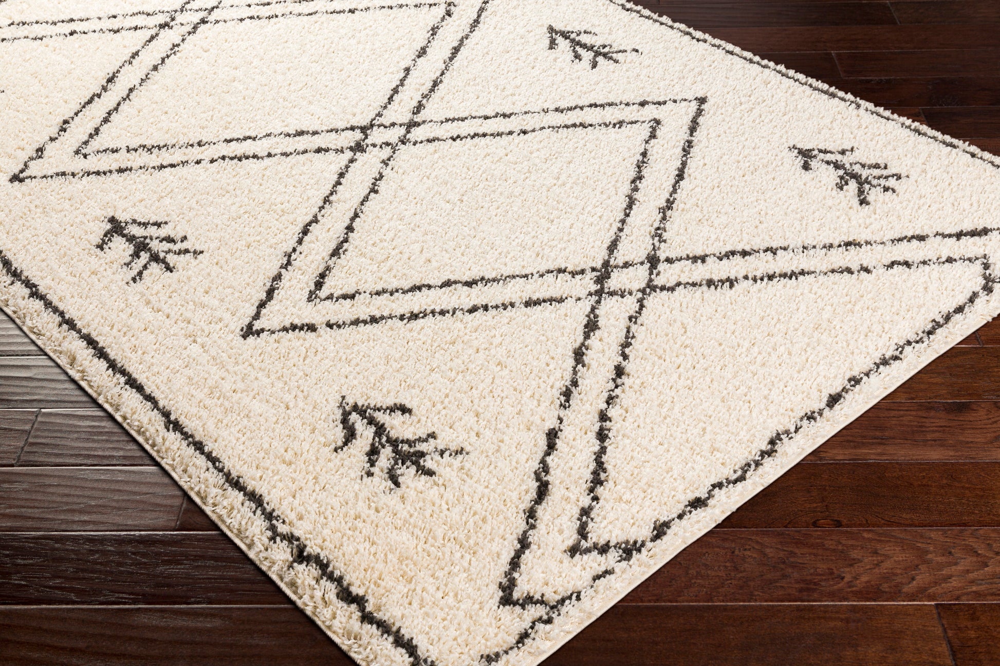 Surya Beni Shag Bsh-2315 Charcoal, Cream Area Rug