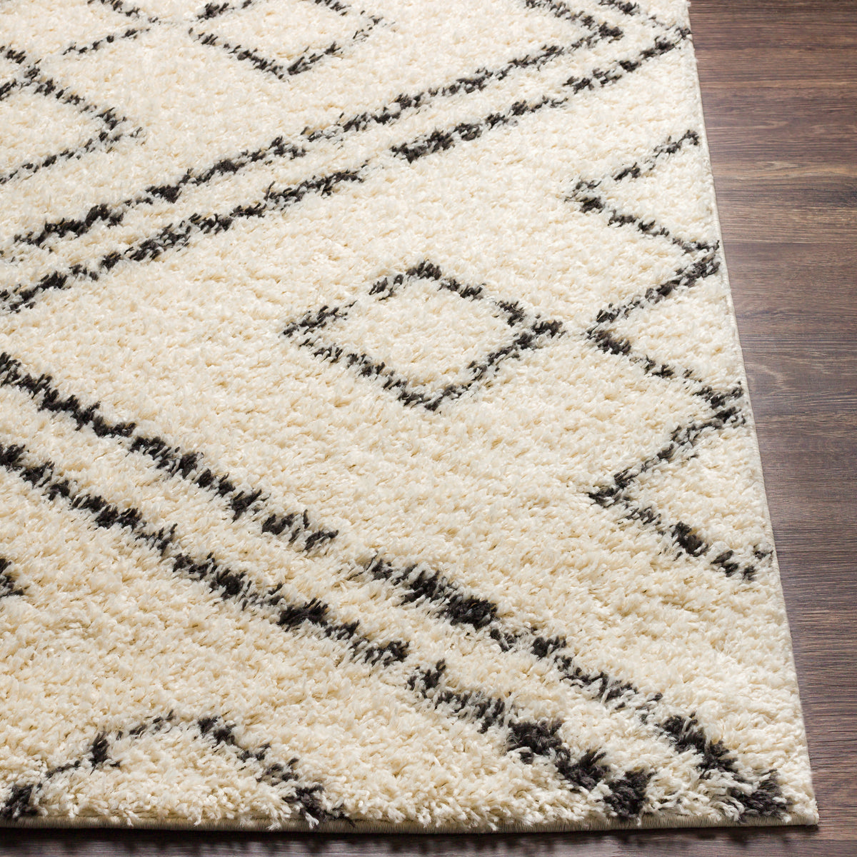 Surya Beni Shag Bsh-2331 Charcoal, Cream Rugs.