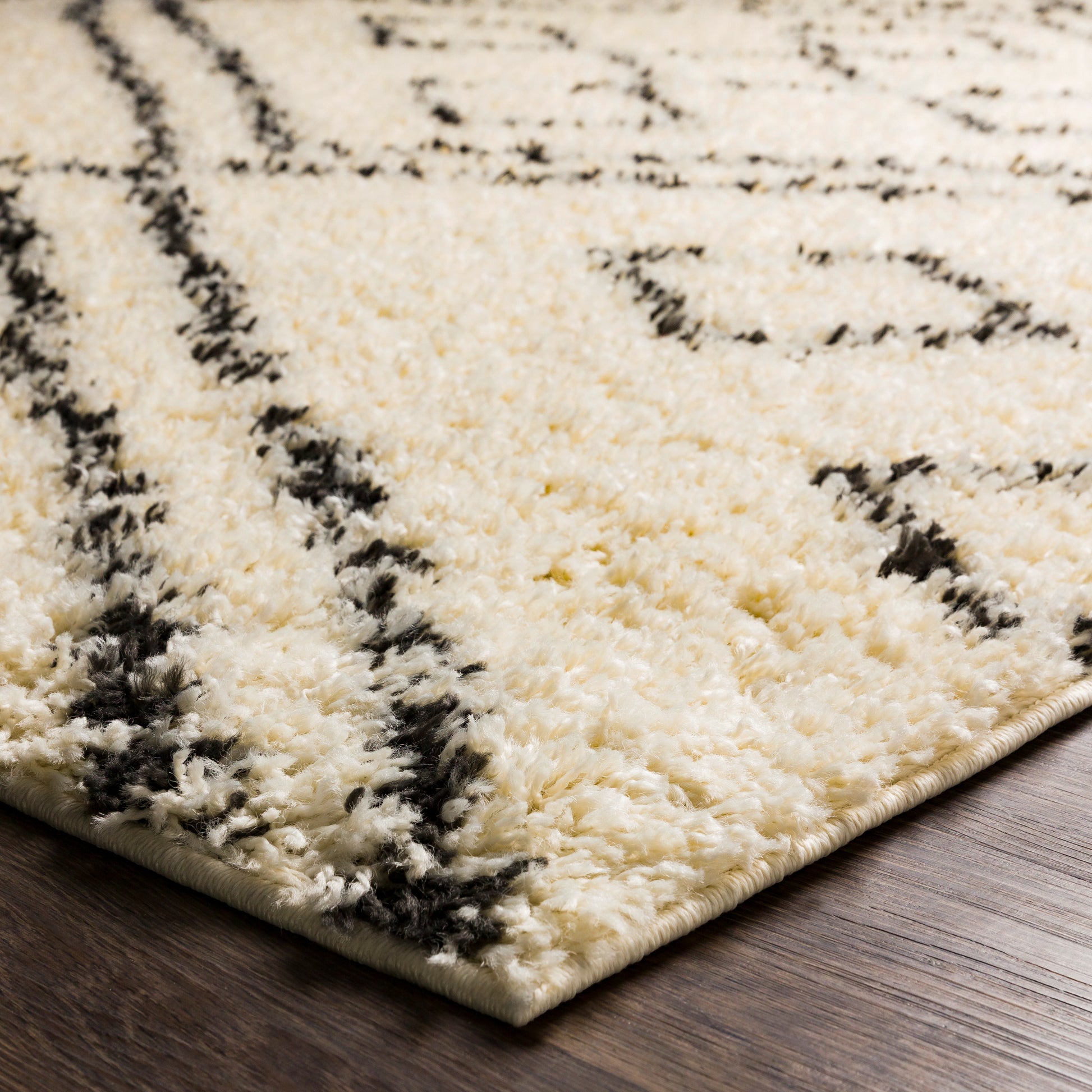 Surya Beni Shag Bsh-2331 Charcoal, Cream Area Rug