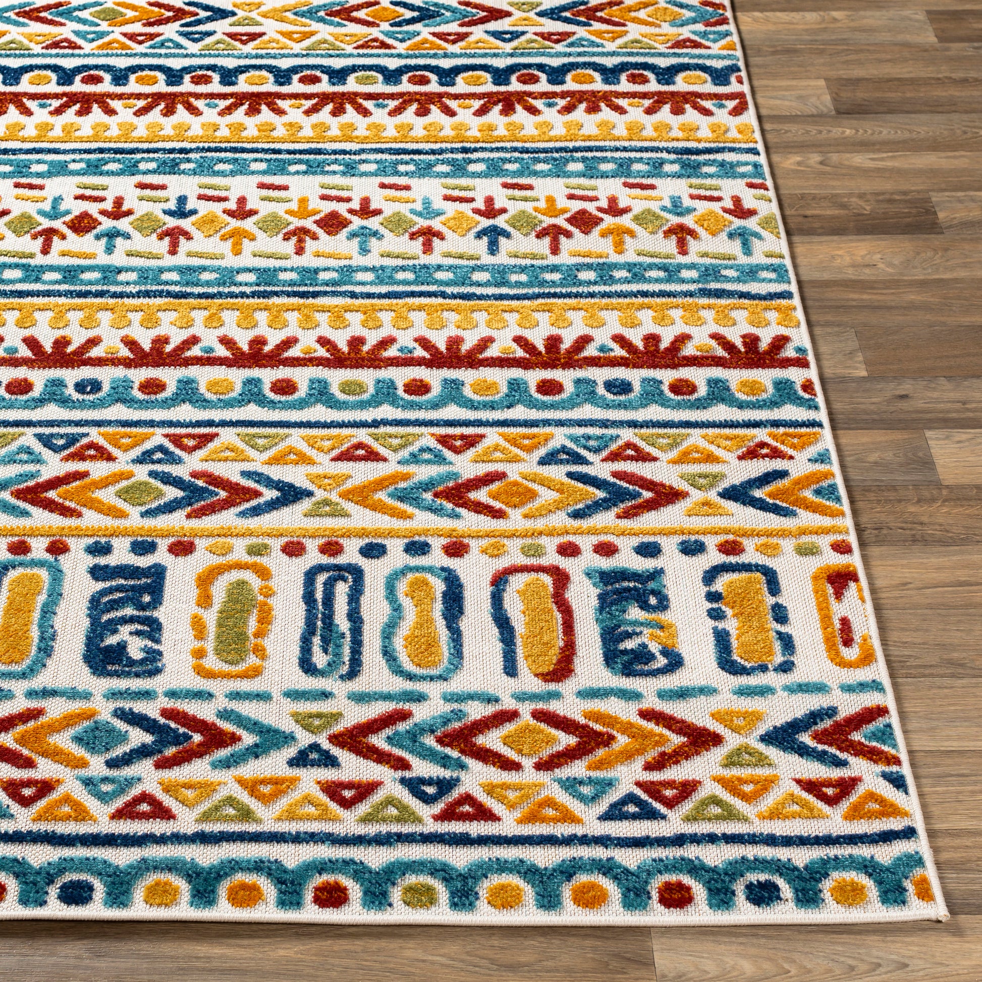 Surya Big Sur Bsr-2314 Aqua, Mustard, Rust, Burnt Orange Area Rug