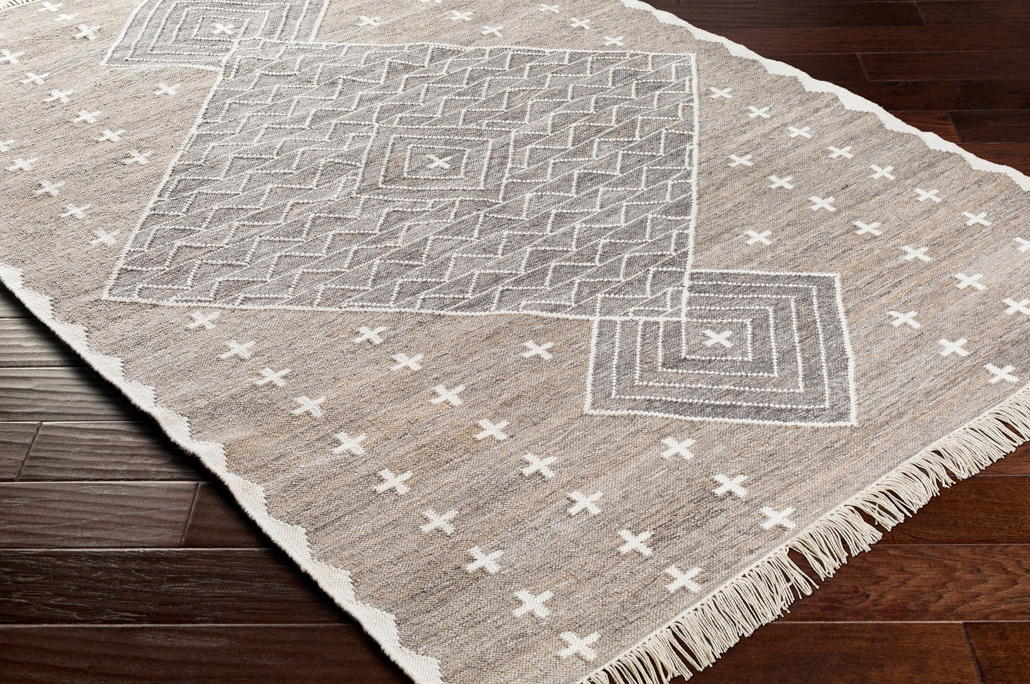 Surya Bursa Bur-2301 Taupe, Charcoal, Cream Rugs.